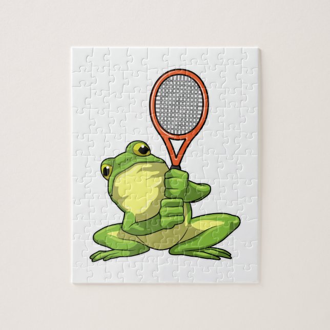 Frog på Tennis med tennis racket Pussel (Vertikal)