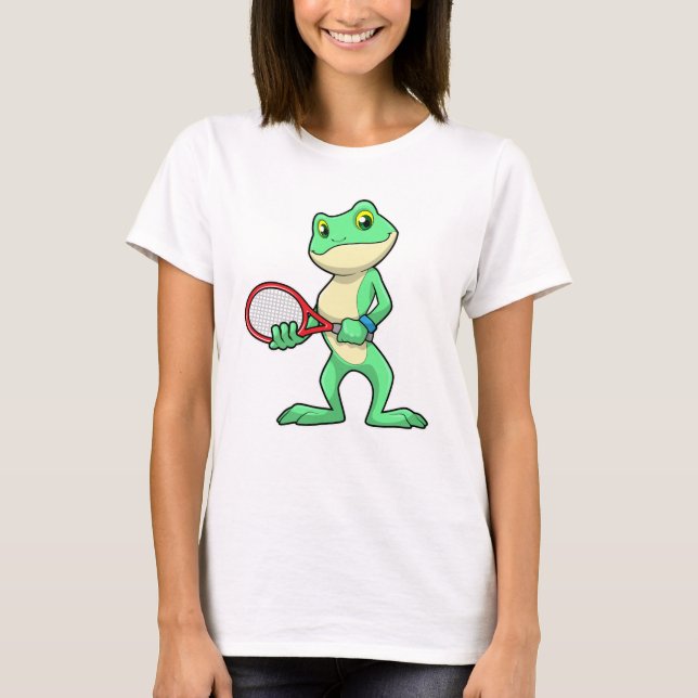 Frog på Tennis med tennis racket T Shirt (Framsida)