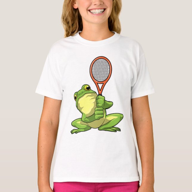 Frog på Tennis med tennis racket T Shirt (Framsida)