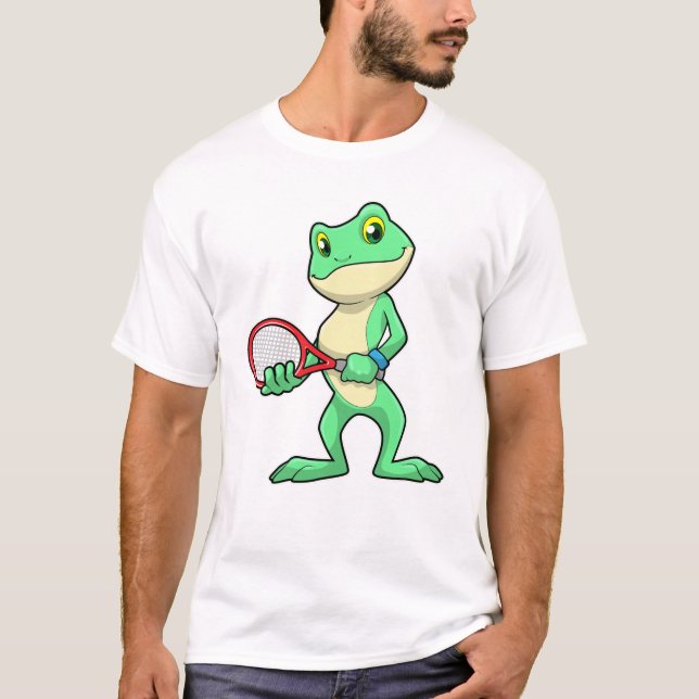 Frog på Tennis med tennis racket T Shirt (Framsida)