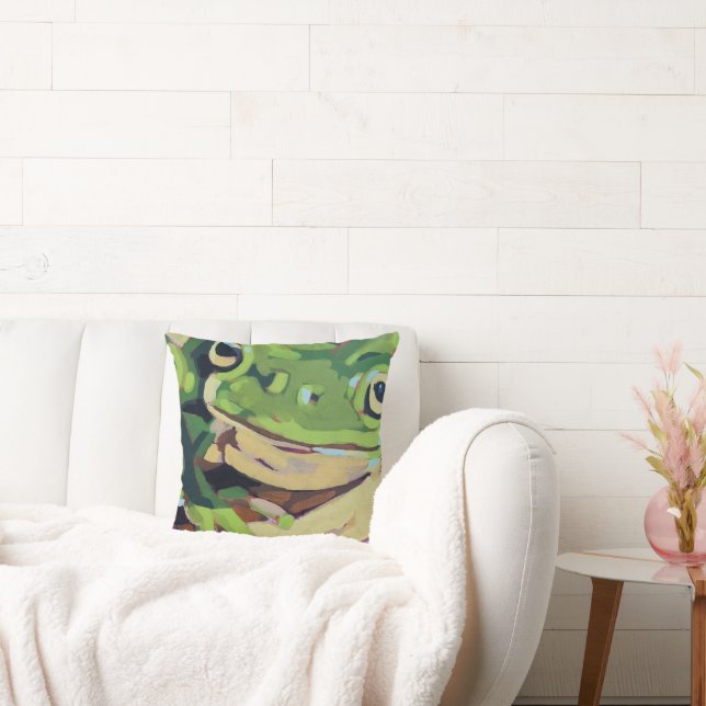 Frog Painting- Gift for Frog Lovers Kudde (Soffa)