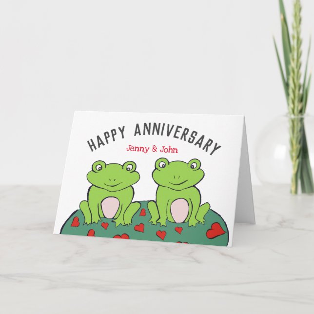 Frog par bröllop-årskort kort (Framsida)