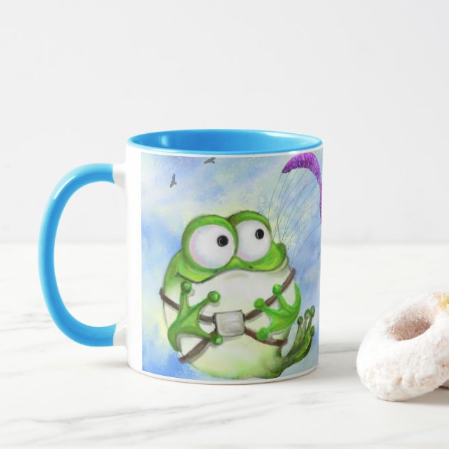 Frog Paraglider Funny Mug Mugg (Med munk)