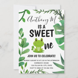 Frog party 1:a födelsedag, grovt tema inbjudningar