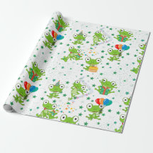 Frog Party Birthday Wrapping Papper