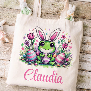 Frog Påsk Kids Namn Girls Bunny Tygkasse