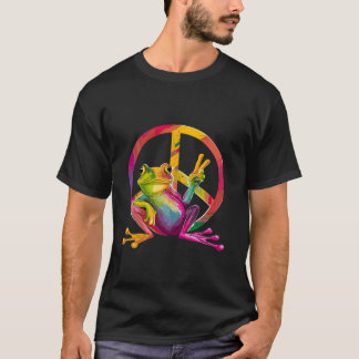 Frog Peace Frog Sign Tie Dye Hippie Långärmad T Shirt
