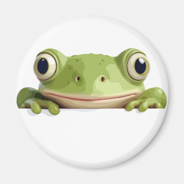Frog Peeking Cute Adsible Funny Animal Tecknad Magnet (Framsidan)