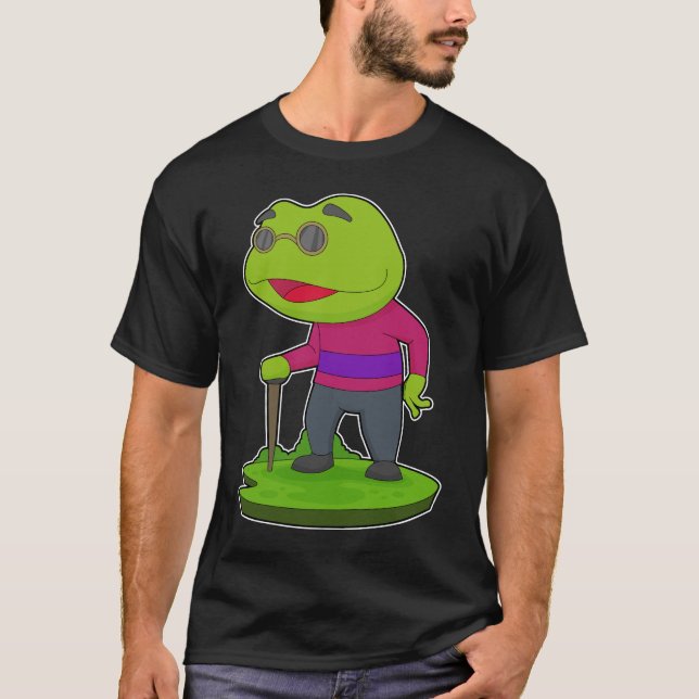 Frog Pensionsledamot Walking stick T Shirt (Framsida)