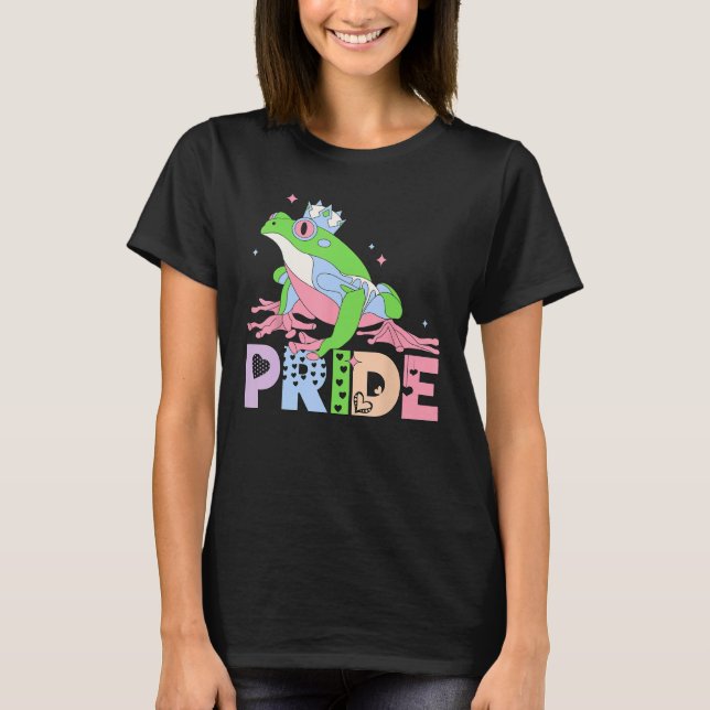 Frog Pride Regnbåge HBT TQIA Manar Kvinnor i hägn T Shirt (Framsida)