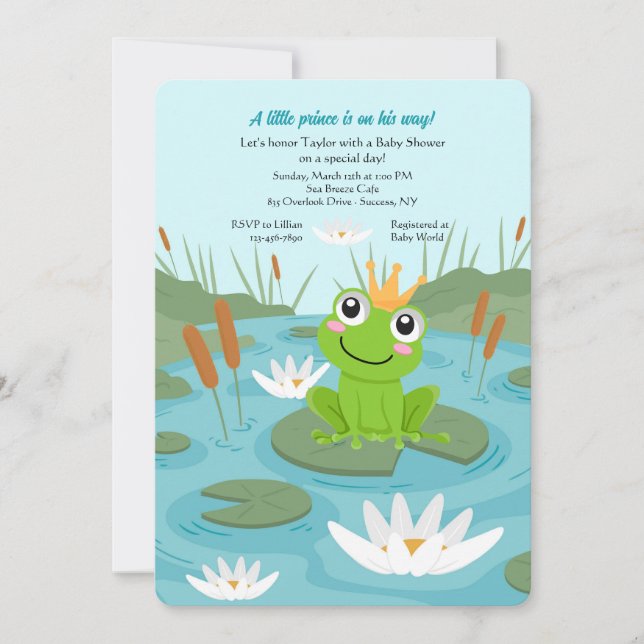 Frog Prince Baby Shower-inbjudan Inbjudningar (Framsida)