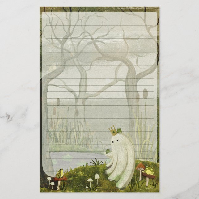 Frog Prince - Cute Ghost Lined Letter Writing Brevpapper (Framsida)