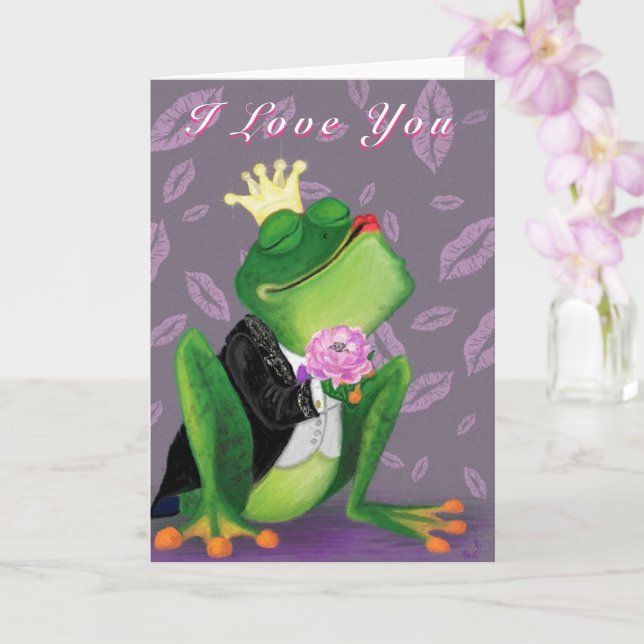 Frog Prince Funny Valentine Day Card med text Kort (Orkide)