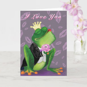 Frog Prince Funny Valentine Day Card med text Kort