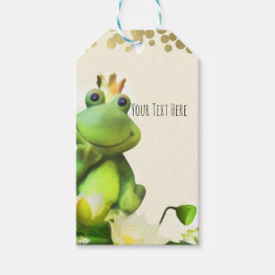 Frog Prince Grön & Guld Baby Shower Anpassad Favor Presentetikett