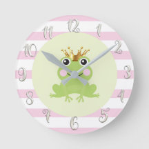 Frog Prince Guld Krona Cute Whimsical Nursery Rosa
