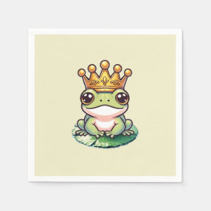 Frog Prince i Guld Krona Baby Shower Birthday Pappersservett