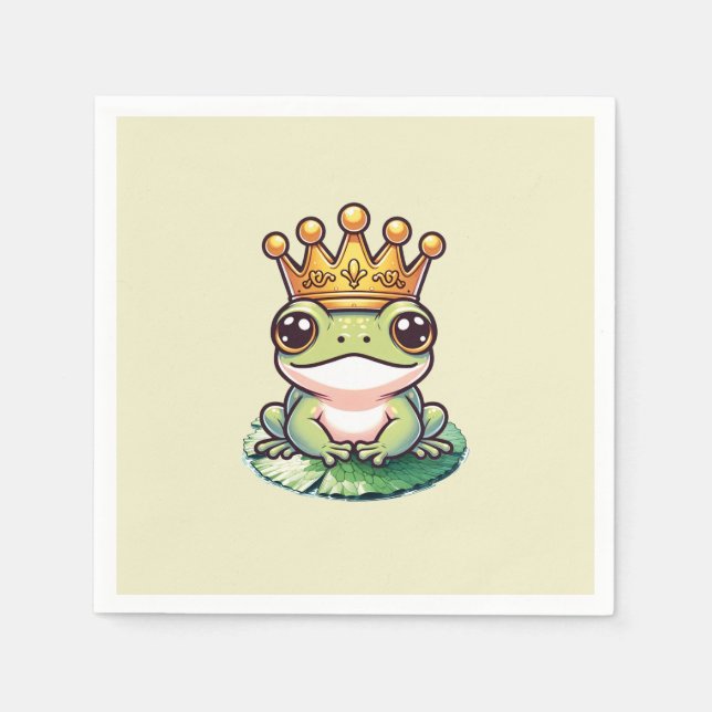 Frog Prince i Guld Krona Baby Shower Birthday Pappersservett (Framsidan)