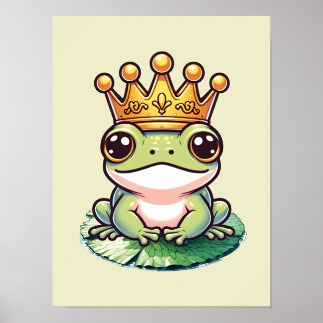 Frog Prince i Guld Krona Fairytale Nursery Room Poster (Framsidan)