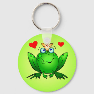 Frog Prince Keychain med hjärtan Nyckelring