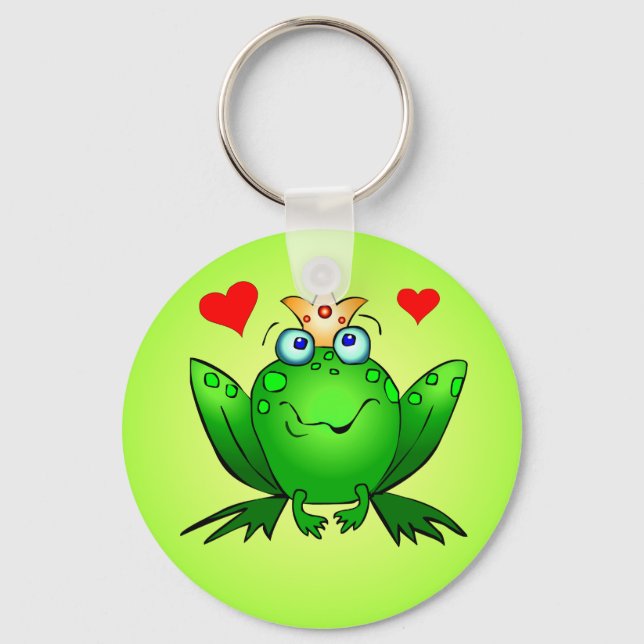 Frog Prince Keychain med hjärtan Nyckelring (Framsida)