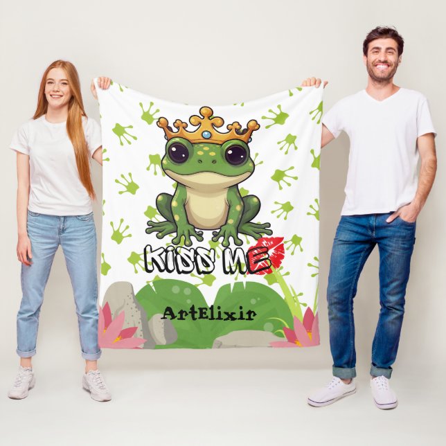Frog Prince, Kiss me Print Fleecefilt (På plats)