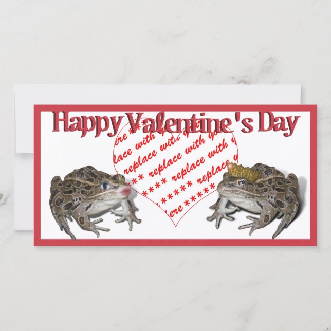 Frog Prince & Kissing Frog Valentine Photo Ram Julkort (Framsida)