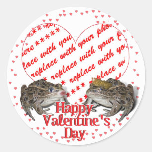 Frog Prince & Kissing Frog Valentine Photo Ram Runt Klistermärke