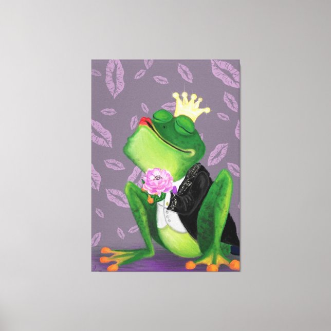 Frog Prince Kissy Valentines Day Gift Canvas Art (Framsida)