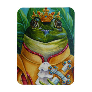 Frog Prince med Krona och Sword Watercolor Art Magnet