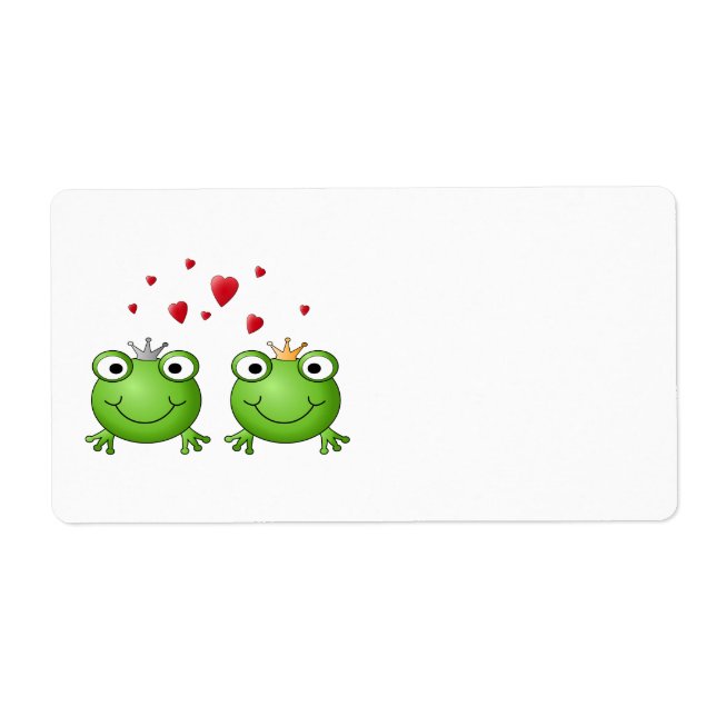 Frog Prince och Frog Princess, med hjärtan. Fraktsedel (Framsidan)