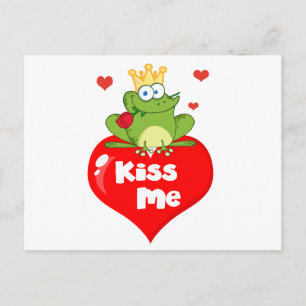 Frog Prince på ett rött hjärta Vykort