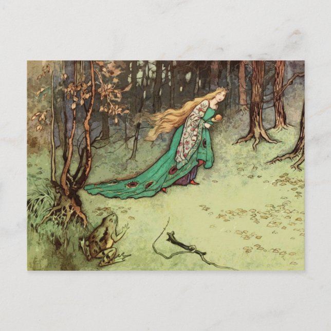 Frog Prince Princess Vintage Fairy Tale Vykort (Framsida)