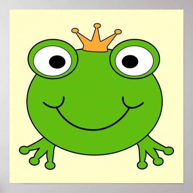 Frog Prince. Sömmande Frog med Krona. Poster (Framsidan)