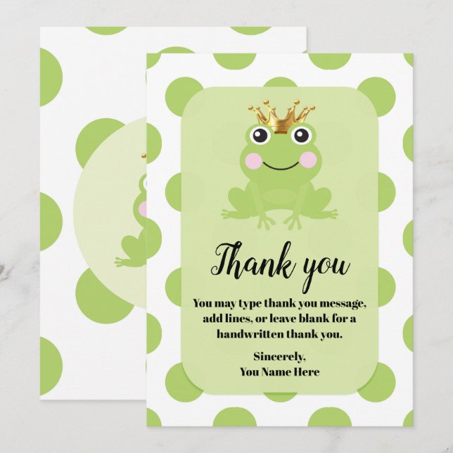 Frog Prince Storybook Tack Baby Shower Inbjudningar (Fram/baksida)