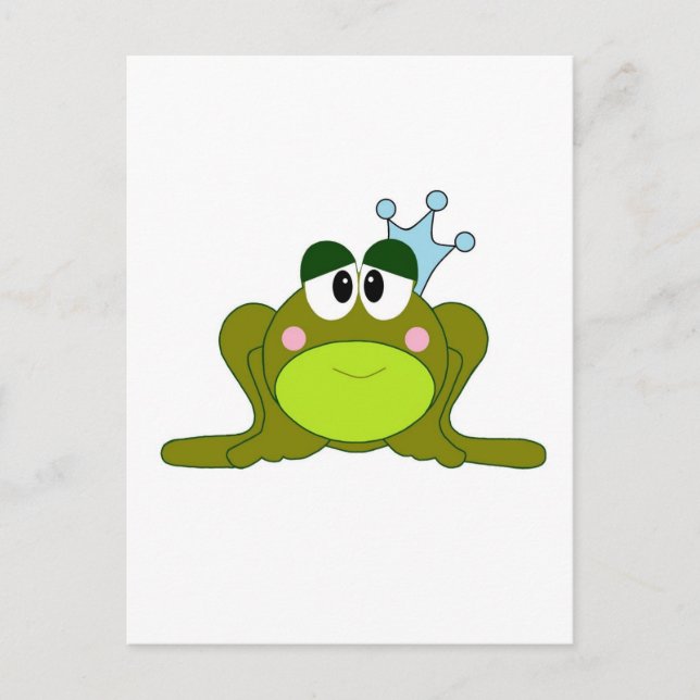 Frog Prince with Blue Krona Tecknad Vykort (Framsida)