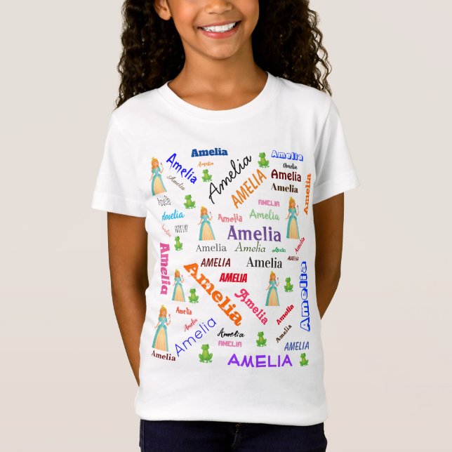 Frog Princess Fairy Tale Ord Cloud Namn Collage T Shirt (Framsida)
