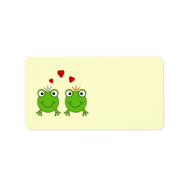 Frog Princess och Frog Prince, med hjärta. Adressetikett (Framsidan)