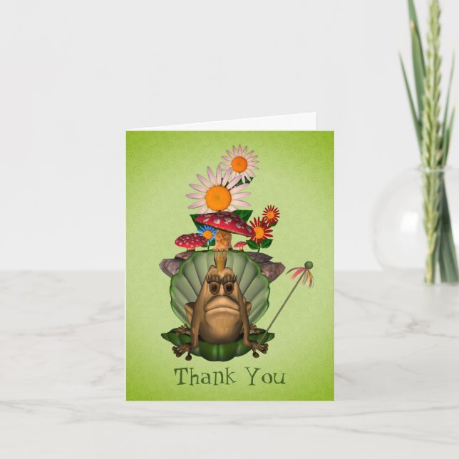 Frog Princess på Throne Cute Tack You Card Kort (Framsida)