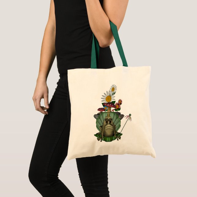 Frog Princess på Throne Cute Tote Bag Tygkasse (Framsida (produkt))