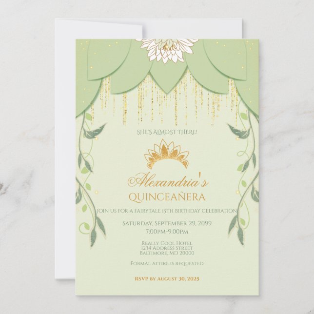 Frog Princess Quinceanera och Sweet sixteen Inbjud Inbjudningar (Framsida)