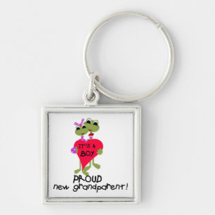 Frog Proud Grandparent of Boy Gifts Fyrkantig Silverfärgad Nyckelring