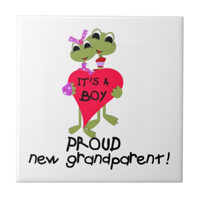 Frog Proud Grandparent of Boy Gifts Kakelplatta (Framsidan)