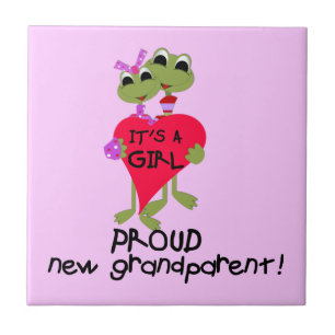 Frog Proud Grandparent of Girl Gifts Kakelplatta