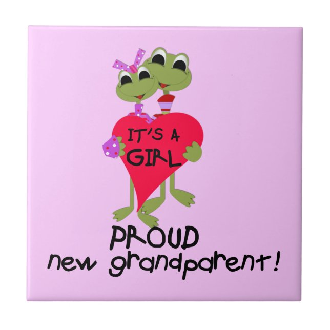 Frog Proud Grandparent of Girl Gifts Kakelplatta (Framsidan)