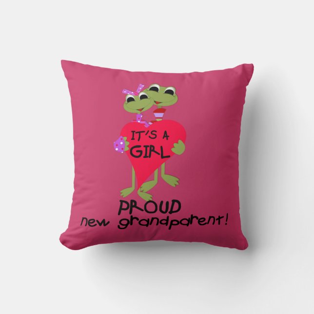 Frog Proud Grandparent of Girl Gifts Kudde (Framsida)