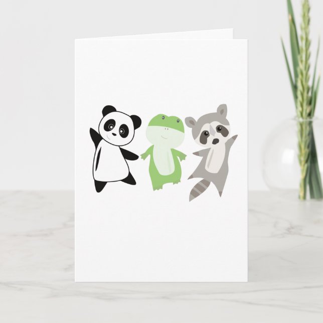 Frog Raccoon Panda Sweet Djur älskare Kort (Framsida)