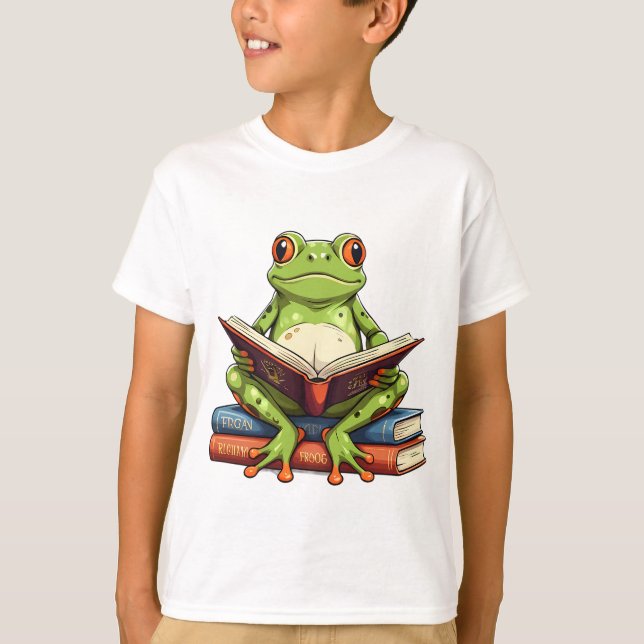 Frog Reading a Bok T Shirt (Framsida)