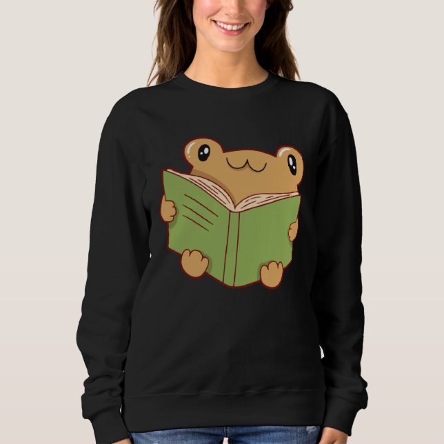 frog reading book t shirt (Framsida)