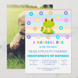 Frog Retro 1:a födelsedag party Inbjudningar
